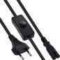 Preview: InLine® Euro Netzkabel mit Schalter, CEE7/16 zu IEC-C7, schwarz, 5m