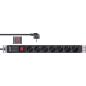 Preview: InLine® 19" Steckdosenleiste, 7-fach Schutzkontakt, mit Schalter, 2m, schwarz