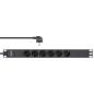 Preview: InLine® 19" Steckdosenleiste, 6-fach Schutzkontakt, ohne Schalter, 2m, schwarz