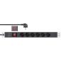 Preview: InLine® 19" Steckdosenleiste, 6-fach Schutzkontakt, mit Schalter, 2m, schwarz