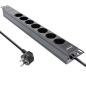 Preview: InLine® 19" Steckdosenleiste, 7-fach Schutzkontakt, ohne Schalter, 2m, schwarz