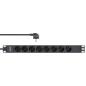 Preview: InLine® 19" Steckdosenleiste, 8-fach Schutzkontakt, ohne Schalter, 2m, schwarz