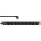 Preview: InLine® 19" Steckdosenleiste, 9-fach Schutzkontakt, ohne Schalter, 2m, schwarz