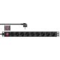Preview: InLine® 19" Steckdosenleiste, 9-fach Schutzkontakt, mit Schalter, 2m, schwarz