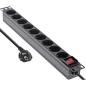 Preview: InLine® 19" Steckdosenleiste, 9-fach Schutzkontakt, mit Schalter, 2m, schwarz