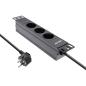 Preview: InLine® 10" Steckdosenleiste, 3-fach Schutzkontakt, ohne Schalter, 2m, schwarz