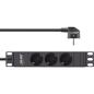 Preview: InLine® 10" Steckdosenleiste, 3-fach Schutzkontakt, ohne Schalter, 2m, schwarz