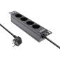 Preview: InLine® 10" Steckdosenleiste, 4-fach Schutzkontakt, ohne Schalter, 2m, schwarz