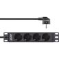 Preview: InLine® 10" Steckdosenleiste, 4-fach Schutzkontakt, ohne Schalter, 2m, schwarz