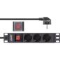 Preview: InLine® 10" Steckdosenleiste, 3-fach Schutzkontakt, mit Schalter, 2m, schwarz