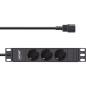Preview: InLine® 10" Steckdosenleiste, 3-fach Schutzkontakt, C14 Anschluss, ohne Schalter