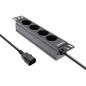 Preview: InLine® 10" Steckdosenleiste, 4-fach Schutzkontakt, C14 Anschluss, ohne Schalter
