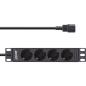 Preview: InLine® 10" Steckdosenleiste, 4-fach Schutzkontakt, C14 Anschluss, ohne Schalter
