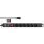 Preview: InLine® 19" Steckdosenleiste, 6-fach Schutzkontakt, C14 Stecker, Überlastschutz