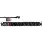 Preview: InLine® 19" Steckdosenleiste, 8-fach Schutzkontakt, C14 Stecker, Überlastschutz