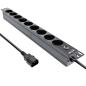 Preview: InLine® 19" Steckdosenleiste, 9-fach Schutzkontakt, C14 Stecker, Überlastschutz