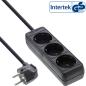 Preview: InLine® Steckdosenleiste, 3-fach Schutzkontakt, schwarz, 1,5m