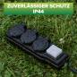 Preview: InLine® Outdoor-Steckdosenleiste, 3-fach Schutzkontakt, IP44, mit Schalter, 10m