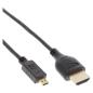 Preview: InLine® HDMI Superslim Kabel A an D, HS mit Eth., Premium, schwarz / gold