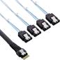 Preview: InLine® Slim SAS Kabel, SFF-8654 4i zu 4x SATA 7-pin, 12Gb/s, 1m