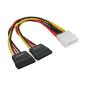 Preview: InLine® Strom Y-Kabel intern, 1x 13,34cm (5,25") an 2x 15pol SATA, 0,20m