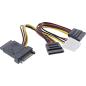 Preview: InLine® SATA Stromadapterkabel, SATA ST / BU, an 2x SATA Stecker + 5,25 Stecker