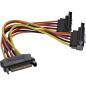 Preview: InLine® SATA Strom-Y-Kab., SATA BU/2x SATA ST gew., m. Sicherheitslaschen, 0,15m