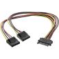 Preview: InLine® SATA Strom-Y-Kabel, SATA Buchse an 2x 13,34cm (5,25") Stecker, 0,3m