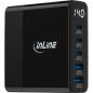 Preview: InLine® USB PD Netzteil, GaN Ladegerät, 5-Port, USB-C + USB-A, 140W, mit Display
