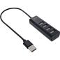 Preview: InLine® USB 2.0 Hub, 4 Port, schwarz, mit USB DC Kabel, Kabel 30cm, schmal