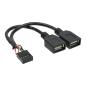 Preview: InLine® USB 2.0 Adapterkabel, 2x Buchse A auf Pfostenanschluss