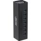 Preview: InLine® USB 3.2 Hub, 7 Port, Aluminiumgehäuse, schwarz, mit 2,5 A Netzteil