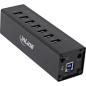 Preview: InLine® USB 3.2 Hub, 7 Port, Aluminiumgehäuse, schwarz, mit 2,5 A Netzteil