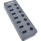 Preview: InLine® USB 3.0 Hub, 7-Port, mit Schalter, Aluminium, grau, mit Netzteil