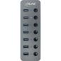 Preview: InLine® USB 3.0 Hub, 7-Port, mit Schalter, Aluminium, grau, mit Netzteil