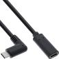 Preview: InLine® USB 3.2 Gen.2x2 Kabel, USB-C Verl., ST gewink. auf BU, schwarz 0,5m