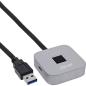 Preview: InLine® USB Fingerabdruckscanner mit Hub, Windows Hello kompatibel 1,5m silber