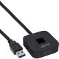 Preview: InLine® USB Fingerabdruckscanner mit Hub, Windows Hello kompatibel 1,5m schwarz