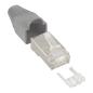 Preview: 10er Pack InLine® Crimpst. RJ45 gesch., mit Knickschutz & Einfädelhilfe, grau