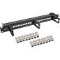 Preview: InLine® Patchfeld Cat.6A 16-fach, mit 3 Bügeln, 16 Keystones, 19", 1HE, schwarz
