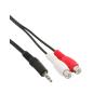 Preview: InLine® Cinch/Klinke Kabel, 2x Cinch Buchse an 3,5mm Klinke Stecker, 3m