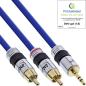 Preview: InLine® Cinch/Klinke Kabel, PREMIUM, 2x Cinch Stecker an 3,5mm Klinke, 2m