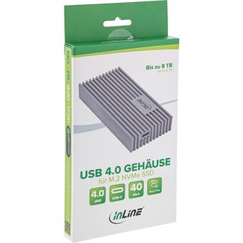 InLine® USB4-Gehäuse, USB-C zu M.2 NVMe SSD, 40Gb/s, Aluminium