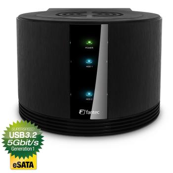 FANTEC SQ-X2RU3e 2x 3,5" Gehäuse, SATA zu USB 3.2 + eSATA, RAID, schwarz
