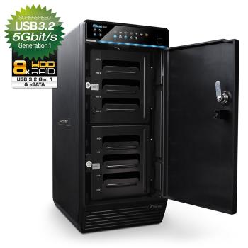 FANTEC QB-X8US3R HDD-Gehäuse 8x 3,5" SATA, mit USB3.2, eSATA, RAID, schwarz