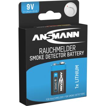 Preview: ANSMANN 5021023-01 10-Jahre-Lithiumbatterie für Rauchmelder 9V-E-Block, longlife