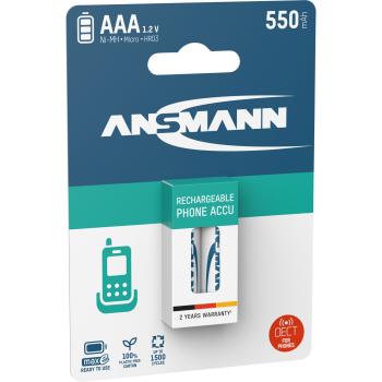ANSMANN 5035523 NiMH-Akku Micro AAA, Phone DECT, HR03 1.2V, 2er-Pack