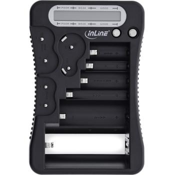 Preview: Batterietester mit LCD-Anzeige, für Rund- und Knopfzellen sowie 9V-Block