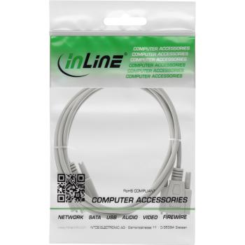 Preview: InLine® Serielle Verlängerung, 9pol Stecker / Buchse, vergossen, 1:1 belegt, 2m