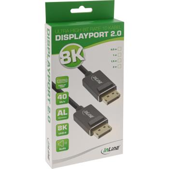 Preview: InLine® DisplayPort 2.0 Kabel, 8K4K UHBR, schwarz, vergoldete Kontakte